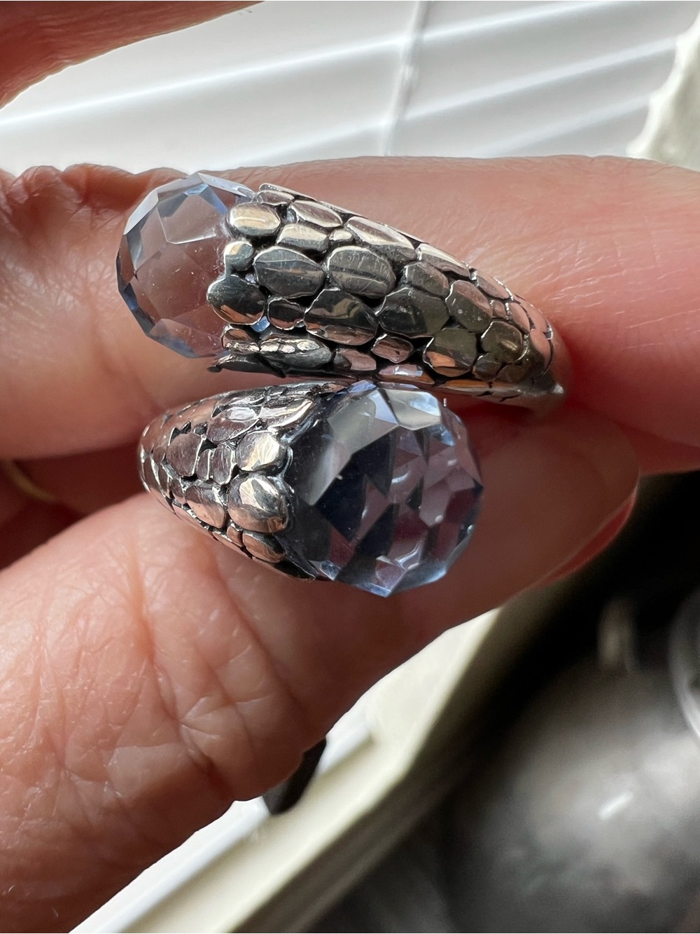 Sterling blue quartz wrap ring Ring - size 9-10 - Picture 6 of 6